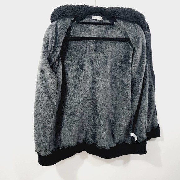 P.J. Salvage Gray Cozy Hoodie Full Zip Fleece Sherpa Jacket Women's Size XL - Picture 5 of 15